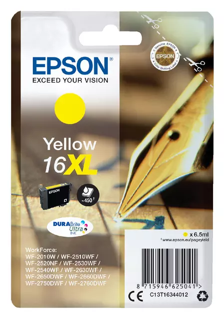 Een Inktcartridge Epson 16XL T1634 geel koop je bij All Office Kuipers BV