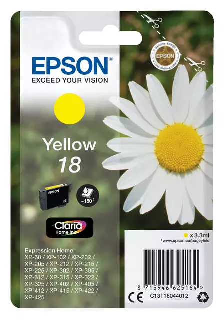 Een Inktcartridge Epson 18 T1804 geel koop je bij Sysdicom BV