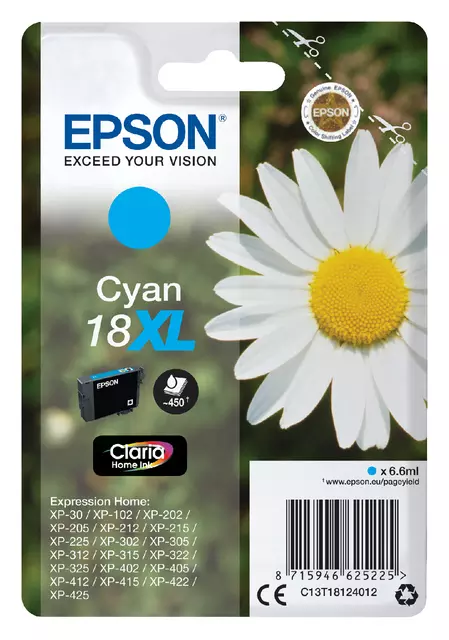 Een Inktcartridge Epson 18XL T1812 blauw koop je bij De Joma BV