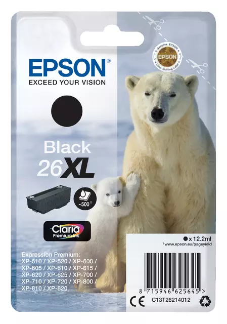 Een Inktcartridge Epson 26XL T2621 zwart koop je bij All Office Kuipers BV