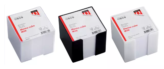Een Memokubus Quantore 10x10x9cm zwart met 900vel koop je bij iPlusoffice