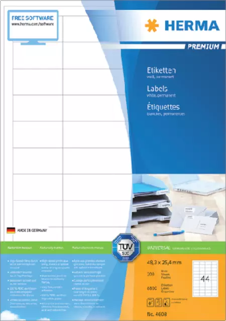 Een Etiket HERMA 4608 48.3x25.4mm premium wit 8800stuks koop je bij Schellen Boek- en Kantoorboekhandel