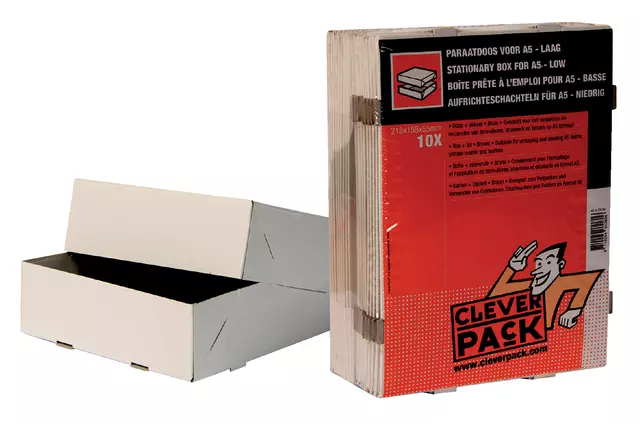 Buy your Paraatdoos CleverPack A5 218x155x55mm voor 500 vel wit pak à 10 stuks at QuickOffice BV