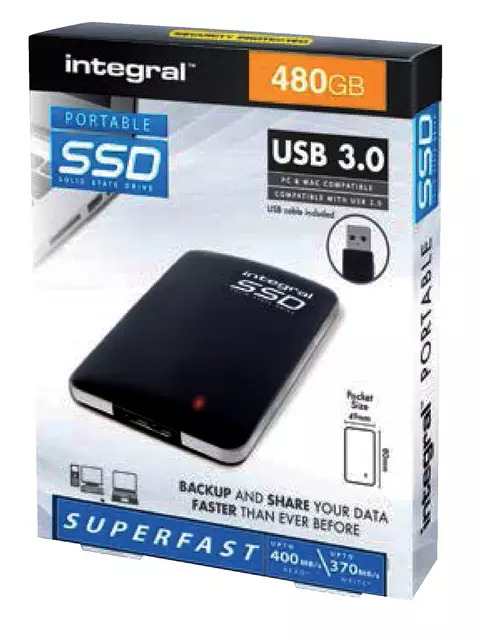 Een SSD Integral extern portable 3.0 480GB koop je bij De Rijk Kantoorshop