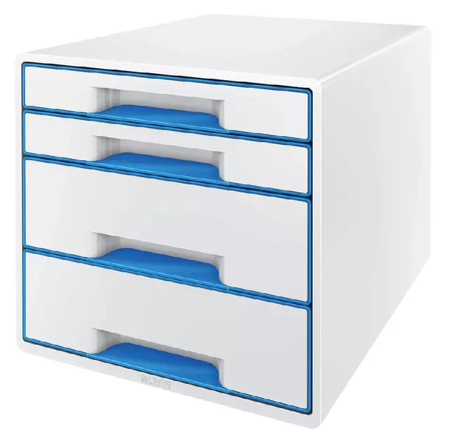 Een Ladenbox Leitz WOW 4 laden wit/blauw koop je bij Sysdicom BV