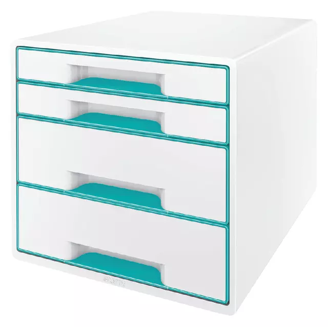 Een Ladenblok Leitz WOW 4 laden wit/ijsblauw koop je bij Kantorice office & business supplies