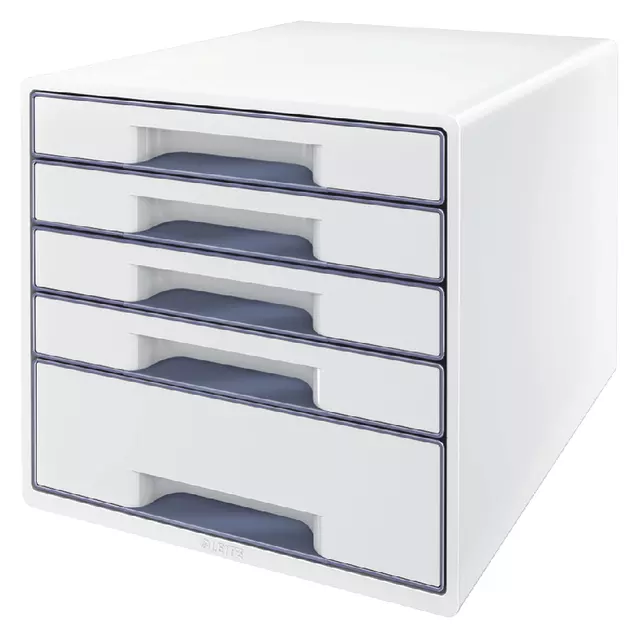 Een Ladenblok Leitz Wow Cube A4 maxi 5 laden wit/grijs koop je bij All Office Kuipers BV