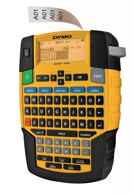 Een Labelprinter Dymo Rhino 4200 industrieel qwerty 19mm geel koop je bij Schellen Boek- en Kantoorboekhandel