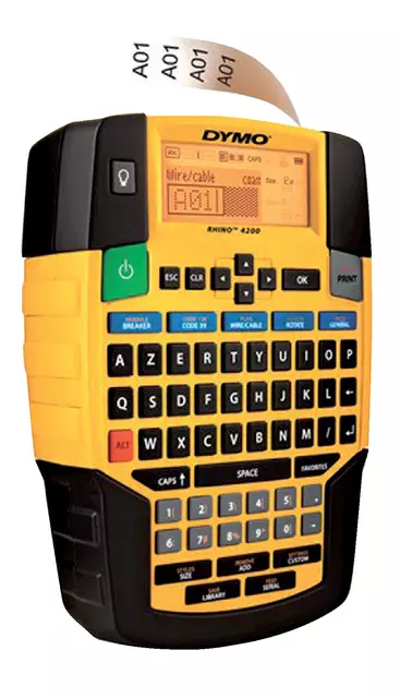 Een Labelprinter Dymo Rhino 4200 azerty 19mm geel koop je bij All Office Kuipers BV