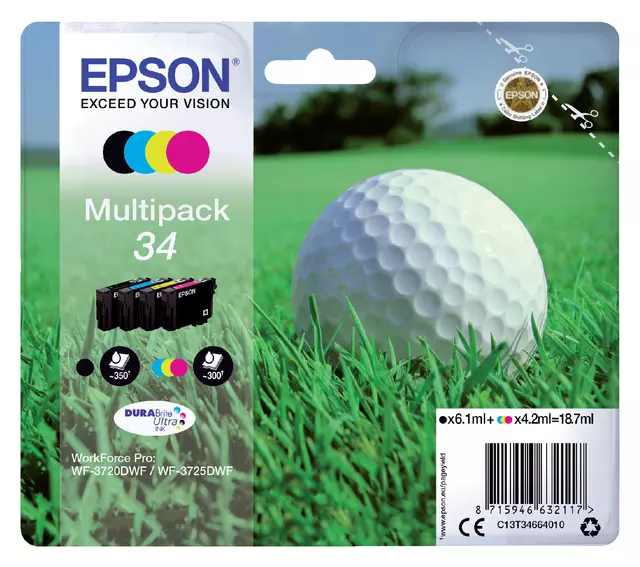 Een Inktcartridge Epson 34 T3466 zwart + 3 kleuren koop je bij De Rijk Kantoorshop