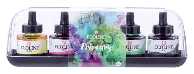 Een Inkt Talens Ecoline met pipet primary set à 5 ass koop je bij De Rijk Kantoorshop