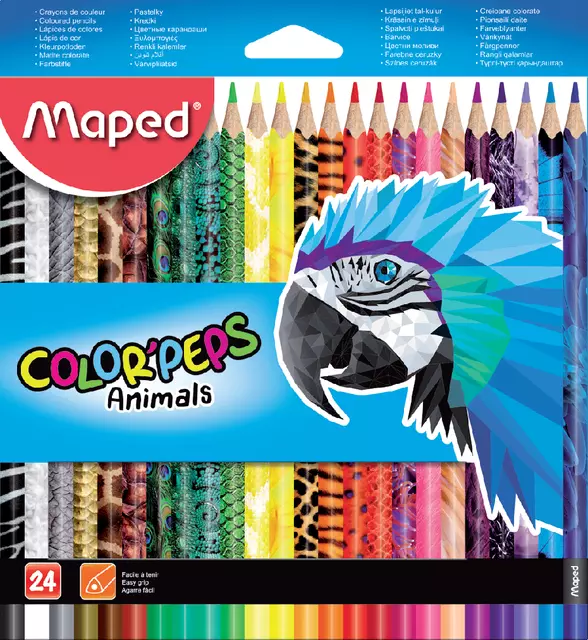 Een Kleurpotlood Maped Color'Peps Animals set á 24 kleuren koop je bij De Joma BV