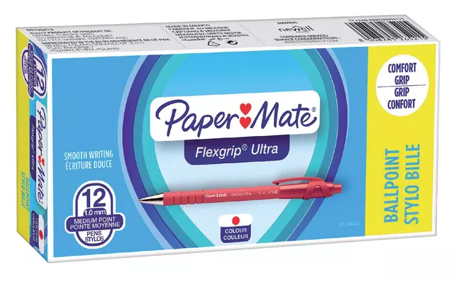 Een Balpen Paper Mate Flexgrip Ultra medium rood koop je bij Quality Office Supplies