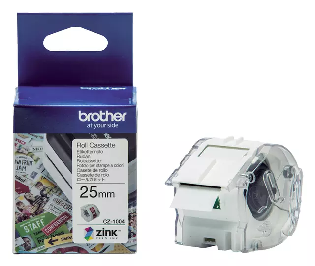 Een Label etiket Brother CZ-1004 25mmx5m kleur koop je bij All Office Kuipers BV