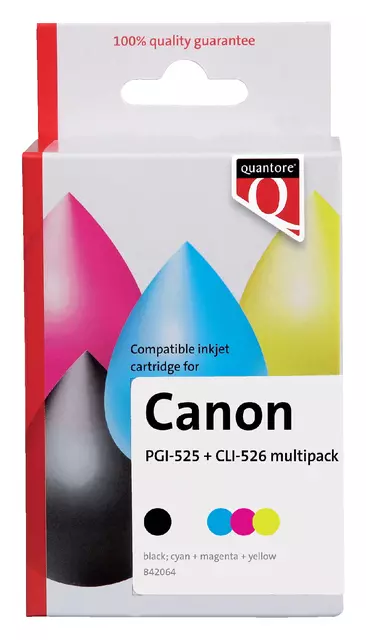 Een Inktcartridge Quantore alternatief tbv Canon PGI-525+CLI-526 2 zwart + 3 kleuren koop je bij iPlusoffice