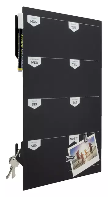 Krijtbord securit silhouette weekplanner zwart + 1 marker