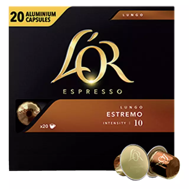 Een Koffiecups L'Or espresso Lungo Estremo 20 stuks koop je bij De Joma BV