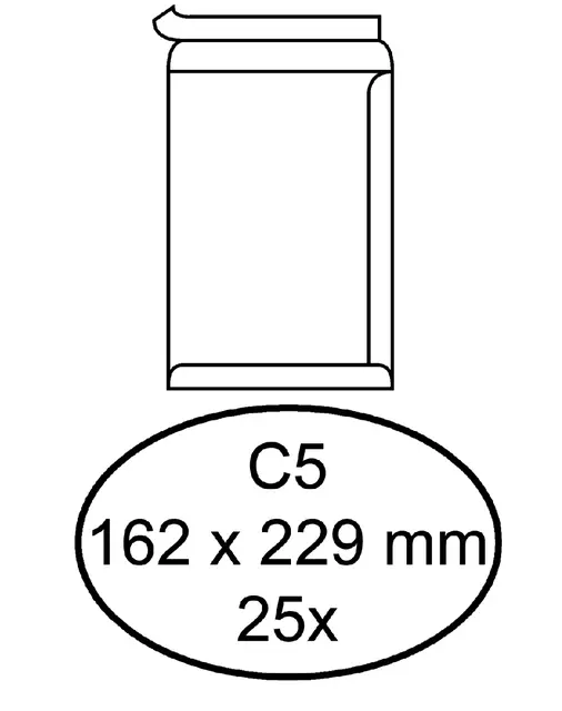 Een Envelop Quantore akte C5 162x229mm zelfklevend wit 25stuks koop je bij De Joma BV