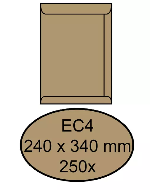 Een Envelop Quantore akte EC4 240x340mm bruinkraft 250stuks koop je bij De Joma BV
