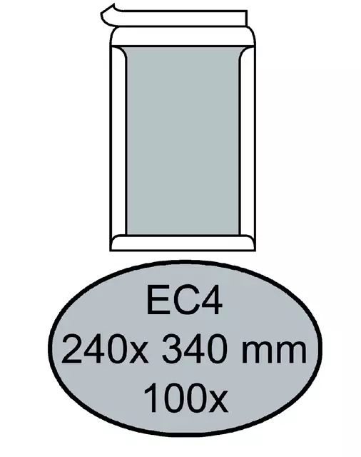 Een Envelop Quantore bordrug EC4 240x340mm zelfkl. wit 100stuks koop je bij De Joma BV