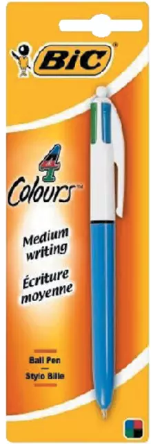 Een Balpen Bic 4kleuren medium lichtblauw blister à 1 stuk koop je bij QuickOffice BV