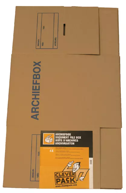 Een Archiefdoos CleverPack voor ordners 400x320x292mm pak à 4 stuks koop je bij De Joma BV