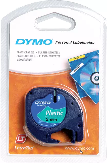 Een Labeltape Dymo LetraTag plastic 12mm groen koop je bij All Office Kuipers BV