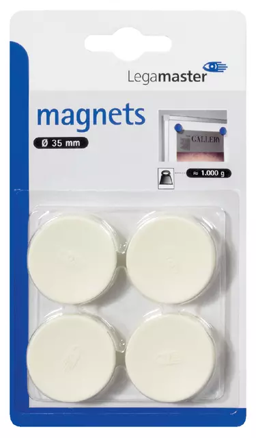 Een Magneet Legamaster 35mm 1000gr wit 4stuks koop je bij De Rijk Kantoorshop