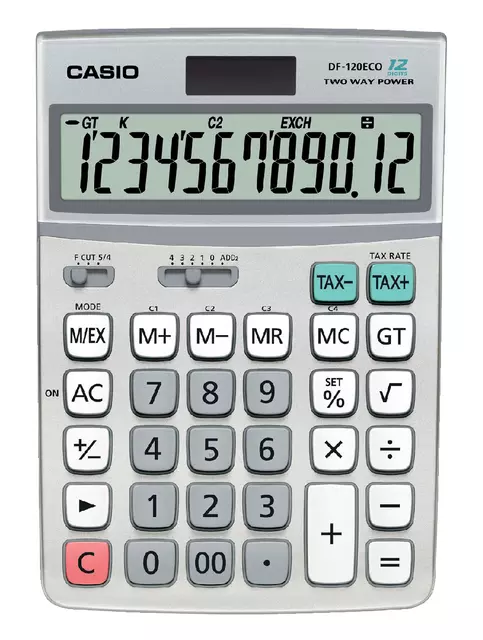 Een Rekenmachine Casio DF-120 ECO koop je bij All Office Kuipers BV