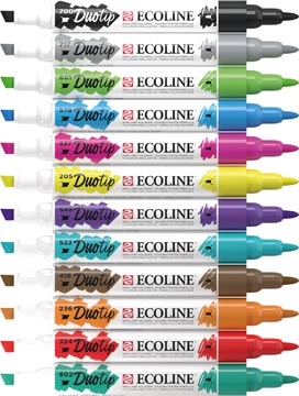 Een Talens Ecoline Duotip Brush pen, etui van 12 stuks, basis koop je bij Muys Kantoor & Kado