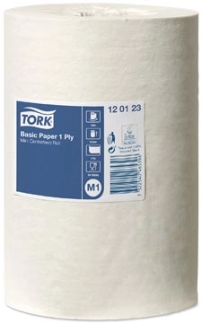 Een Tork Universal Basic Mini poetspapier, centerfeed, 1-laags, systeem M1, wit, doos van 11 rollen koop je bij Muys Kantoor & Kado