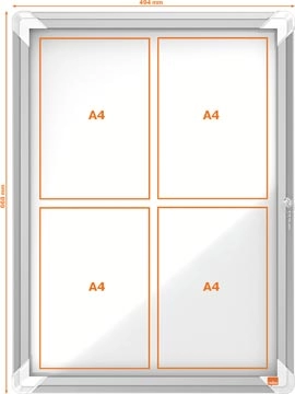 Een Nobo Vitrine buitenvitrine, voor 4 x ft A4 (ft 69,2 x 53,2 x 4,5 cm) koop je bij Muys Kantoor & Kado