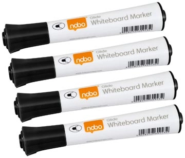 Een Nobo Glide whiteboardmarker, ronde punt, pak van 10 stuks, zwart koop je bij Muys Kantoor & Kado