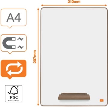 Een Nobo Mini whiteboard, magnetisch, met standaard, ft A4, pak van 4 stuks koop je bij Muys Kantoor & Kado