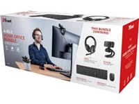 Een Trust Qoby 4-in-1 Home Office Set met Webcam, headset, toetsenbord (azerty) en muis koop je bij Muys Kantoor & Kado