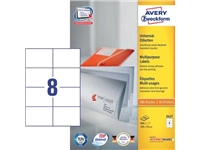 Een Avery Zweckform 3427, Universele etiketten, Ultragrip, wit, 100 vel, 8 per vel, 105 x 74 mm koop je bij Muys Kantoor & Kado