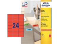 Een Avery etiketten ILC ft 70 x 37 mm (b x h), 2400 etiketten per doos, 24 per blad, rood koop je bij Muys Kantoor & Kado