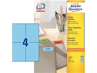 Een Avery gekleurde universele etiketten ft 105 x 148 mm (b x h), 400 stuks, blauw koop je bij Muys Kantoor & Kado