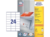 Een Avery Zweckform 3475, Universele etiketten, Ultragrip, wit, 100 vel, 24 per vel, 70 x 36 mm koop je bij Muys Kantoor & Kado