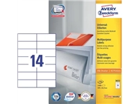 Een Avery Zweckform 3653, Universele etiketten, Ultragrip, wit, 100 vel, 14 per vel, 105 x 42,3 mm koop je bij Muys Kantoor & Kado