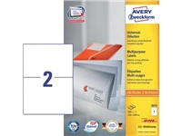 Een Avery Zweckform 3655, Universele etiketten, Ultragrip, wit, 100 vel, 2 per vel, 210 x 148 mm koop je bij Muys Kantoor & Kado