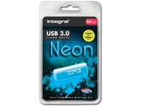 Een Integral Neon USB 3.0 stick, 64 GB, blauw koop je bij Muys Kantoor & Kado