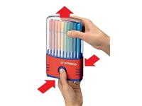 Een STABILO Pen 68 brush, ColorParade, rood-blauwe doos, 20 stuks in geassorteerde kleuren koop je bij Muys Kantoor & Kado