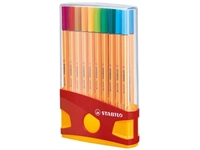 Een STABILO point 88 fineliner, Colorparade, rood-oranje doos, 20 stuks in geassorteerde kleuren koop je bij Muys Kantoor & Kado