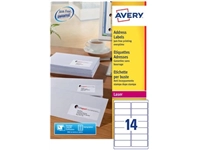 Een Avery L7163, Adresetiketten, Laser, Ultragrip, wit, 250 vellen, 14 per vel, 99,1 x 38,1 mm koop je bij Muys Kantoor & Kado