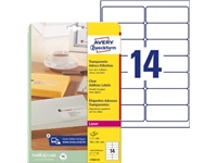 Een Avery transparante etiketten QuickPEEL ft 99,1 x 38,1 mm (b x h), 350 stuks, 14 per blad koop je bij Muys Kantoor & Kado