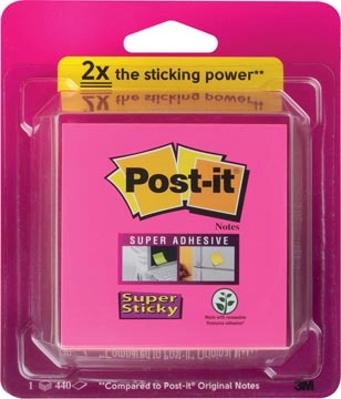 Een Post-it Super Sticky Notes kubus, 440 vel, ft 76 x 76 mm, geassorteerde regenboogkleuren koop je bij Muys Kantoor & Kado