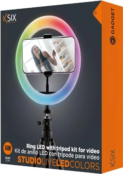 Een Ksix LED ringlamp met statief, RGB kleuren, diameter 20 cm koop je bij Muys Kantoor & Kado