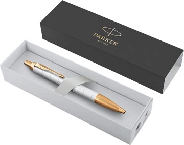 Een Parker IM Premium balpen, medium, in giftbox, Pearl (wit/goud) koop je bij Muys Kantoor & Kado