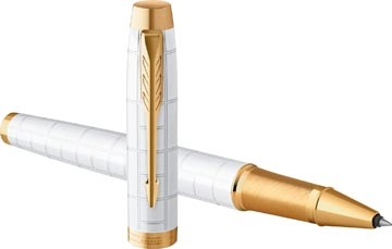 Een Parker IM Premium roller, fijn, in giftbox, Pearl (wit/goud) koop je bij Muys Kantoor & Kado